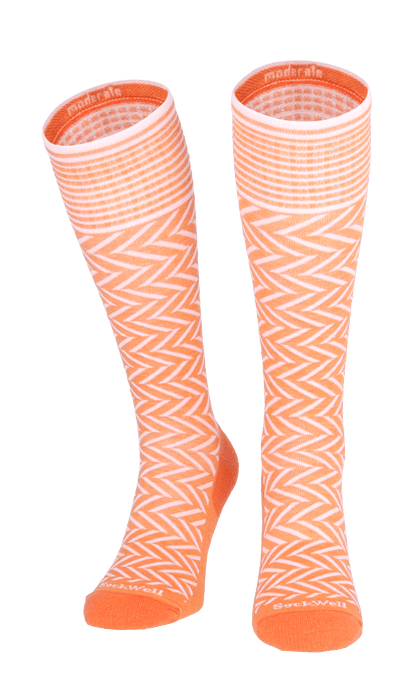 Chevron Women Moderate Compression Socks Apricot